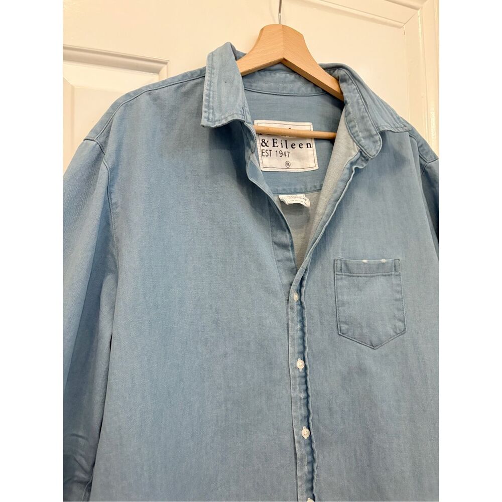 Frank & Eileen Mary Classic Shirtdress Blue Denim XL $348.00 - Picture 8 of 11